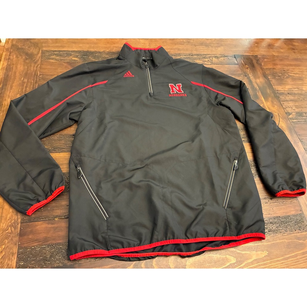 Adidas Nebraska Cornhusker Jacket Pullover 3/4 Zip Climaproof Men's Size Large